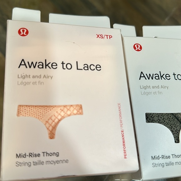 Lululemon Awake To Lace Mid Rise Thong Size XS Set of 2 - Picture 2 of 3